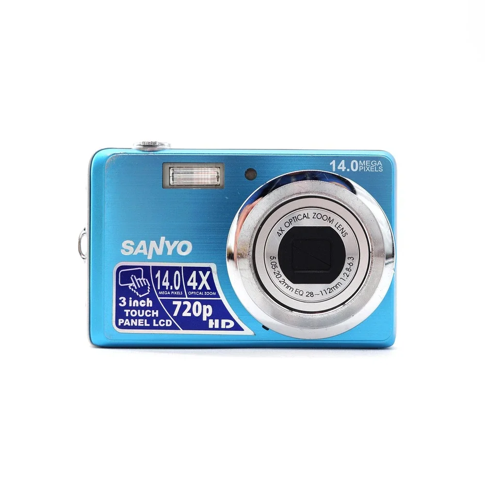 Vtg Sanyo VPC-E1500TP 14MP Blue Digital Camera Digi Zoom AF Point‎ Shoot Y2k